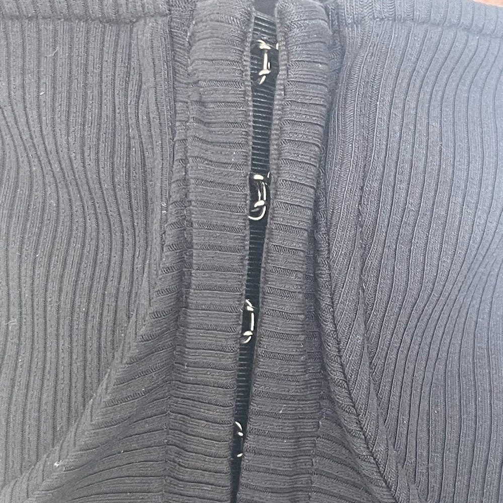 NEW Jonathan Simkhai {$225} Women's Black Ribbed Bustier Long-Sleeve Crop Top Lg - Picture 7 of 11